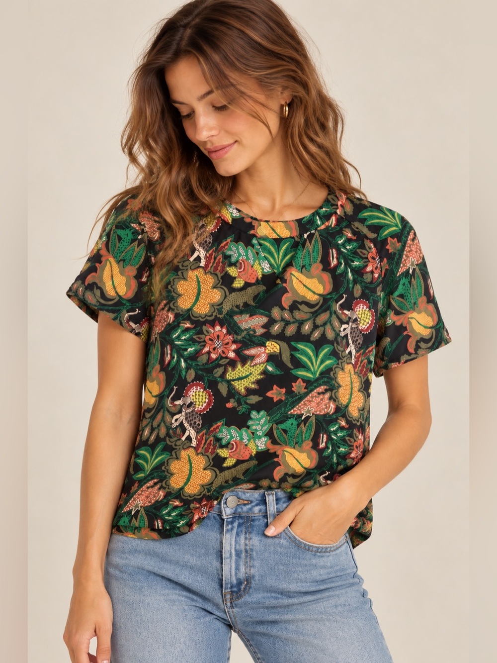 Scotch & Soda Maison Scotch Paisley Hidden Animal Botanical Blouse S